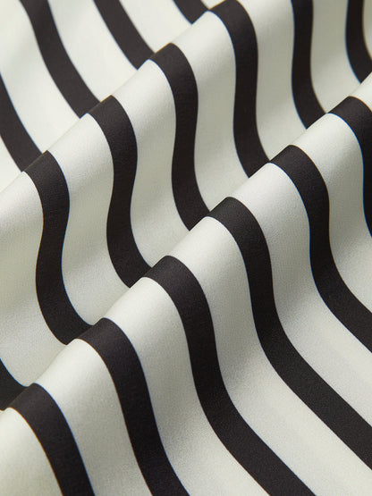 Fudus | Satin Gestreifte Knopf Gemütliche Bluse