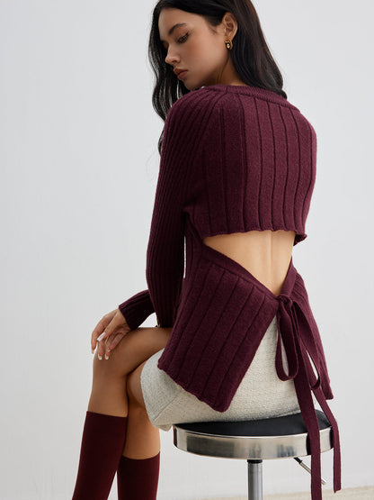 Fudus | Rückenfreies Slim Tie Stricktop