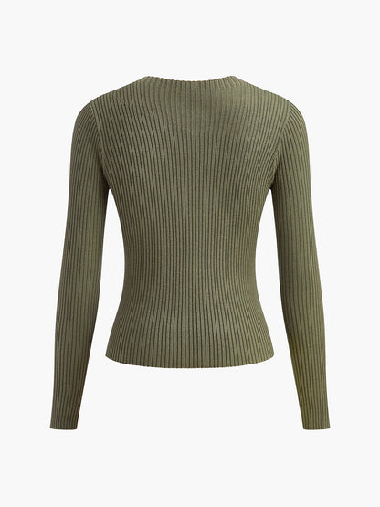 Fudus | Strick Ripp Crewneck Asymmetrisches Top