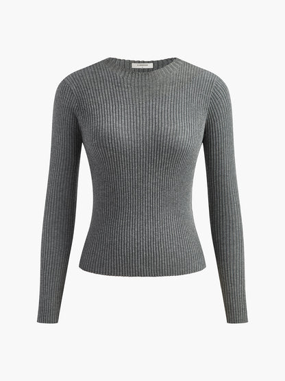 Fudus | Strick Ripp Crewneck Asymmetrisches Top