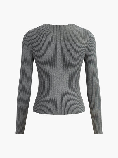 Fudus | Strick Ripp Crewneck Asymmetrisches Top