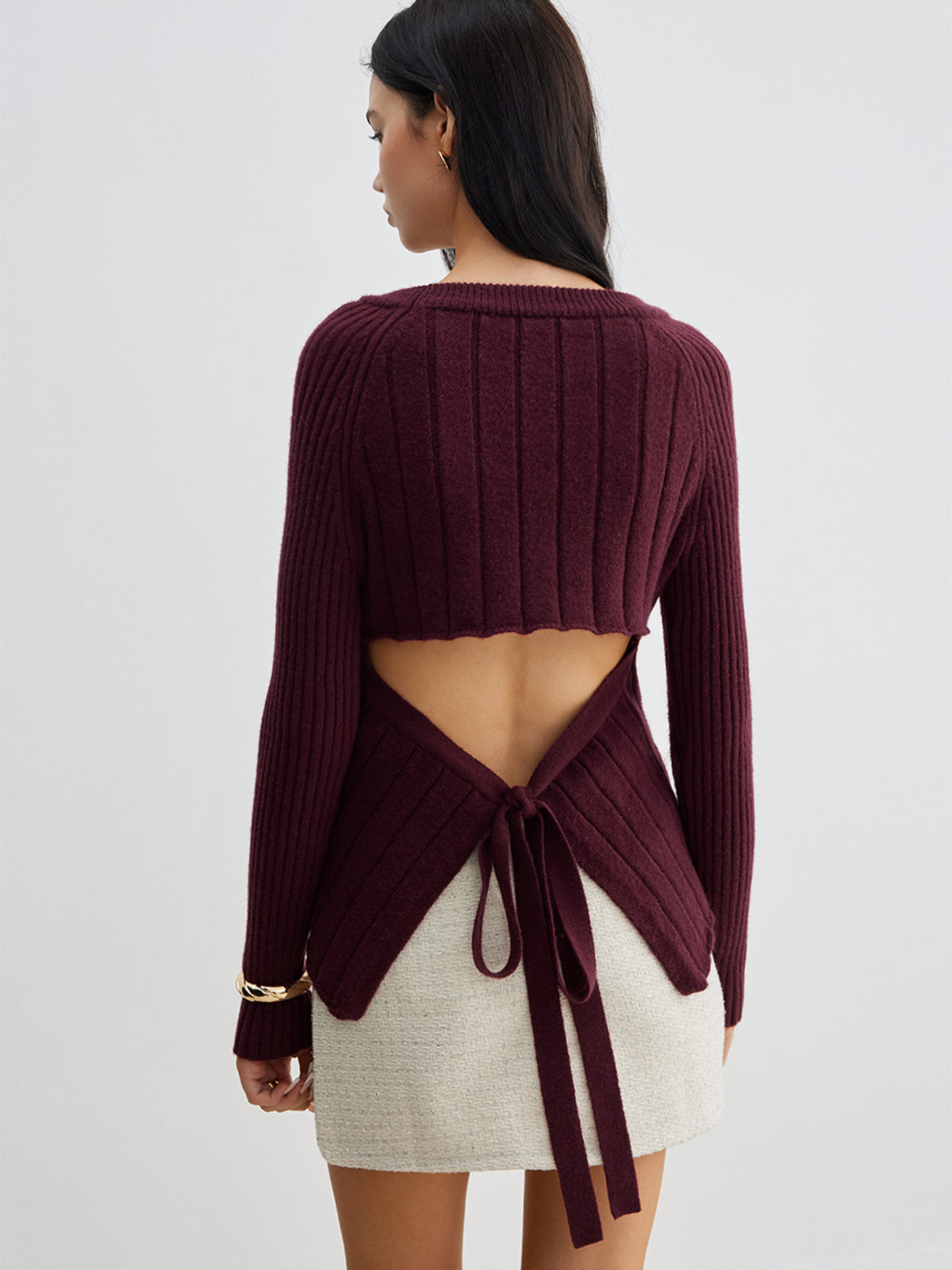 Fudus | Rückenfreies Slim Tie Stricktop