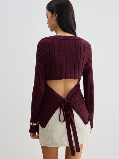 Fudus | Rückenfreies Slim Tie Stricktop