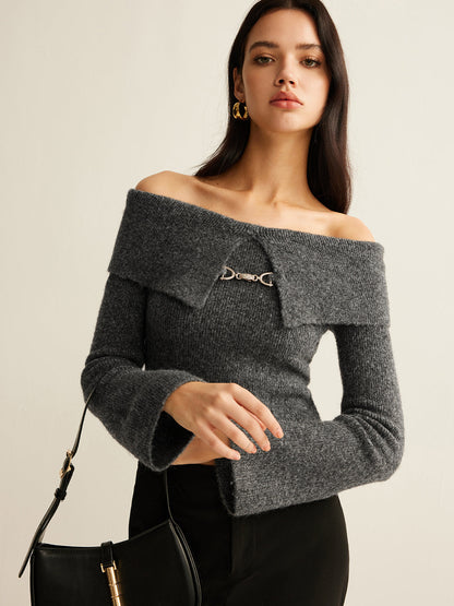 Fudus | Schulterfrei Crop Stricktop