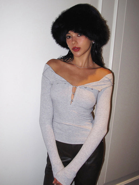 Fudus | Perlenknopf Cutout Skinny Top