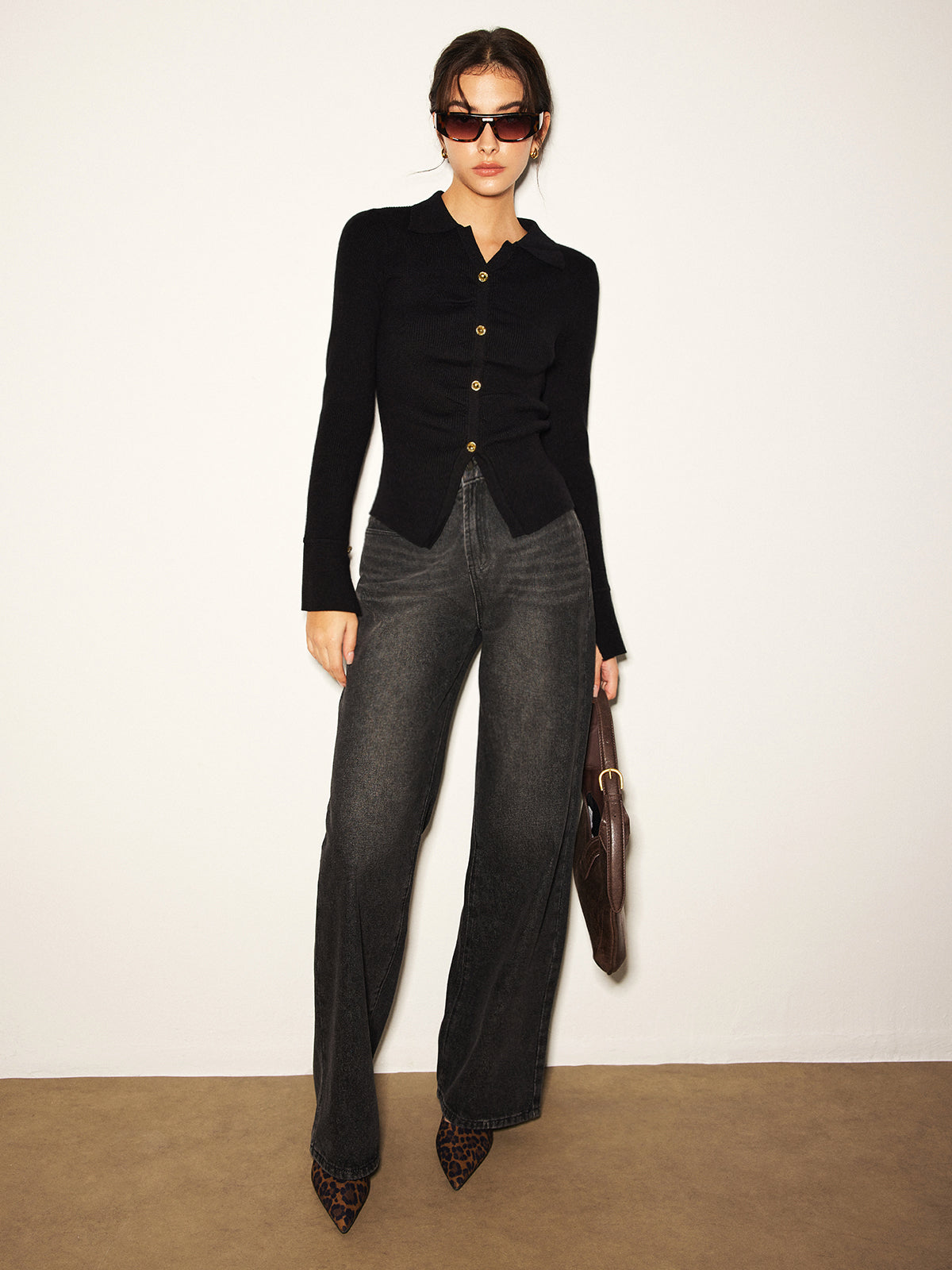 Fudus | Button Split Slim Polo Sweathemd