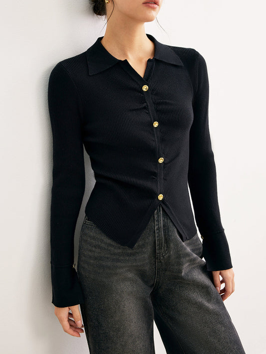 Fudus | Button Split Slim Polo Sweathemd