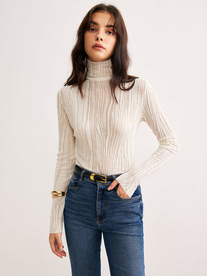 Fudus | Semi Transparente Rollkragen Slim T-hemd