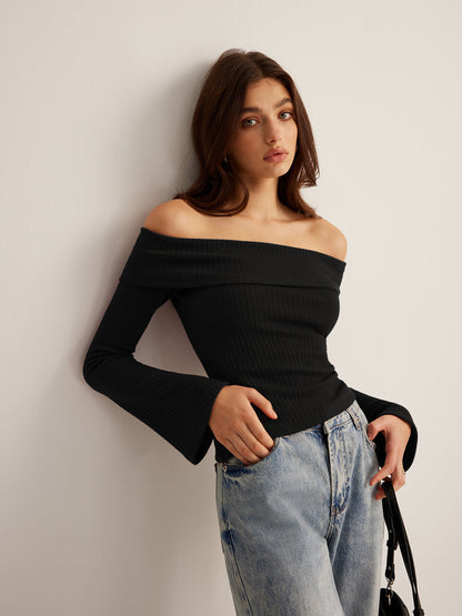 Fudus | Schulterfreies Ripp Slim Top