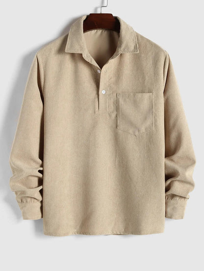 Herren Cord-Pulloverhemd | Casual Freizeithemd | Langarm