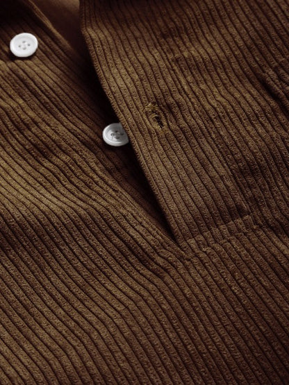 Herren Cord-Pulloverhemd | Casual Freizeithemd | Langarm