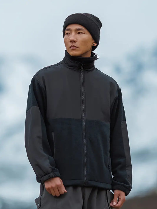Liarael | Polyester Fleece Jacke 100% Polyester Mandarin Kragen Nicht-Stretch Solid