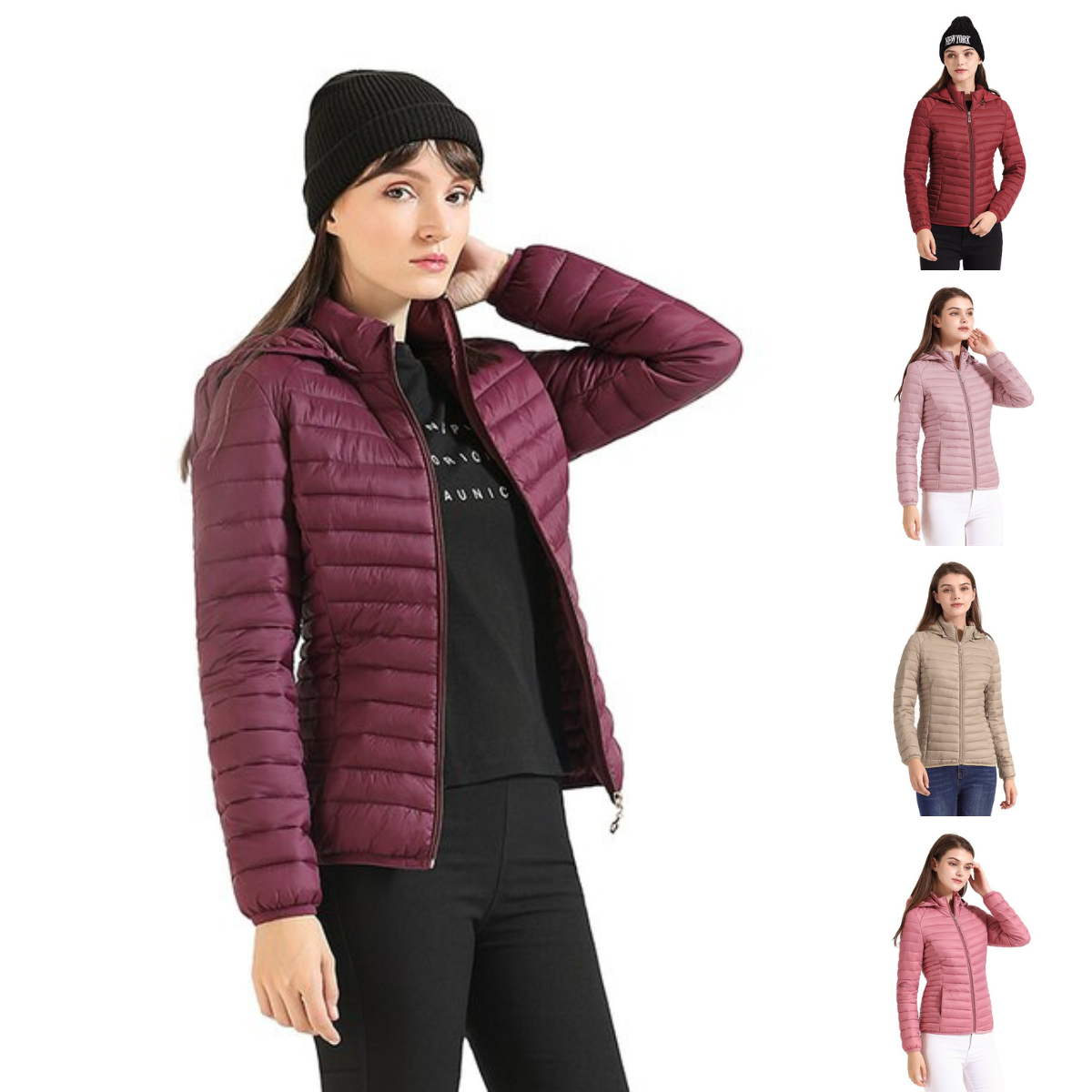 Puinna | Ultraleichte gepolsterte Pufferjacke mit abnehmbarer Kapuze
