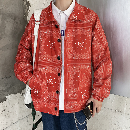 Nev - Stylische langärmelige Herrenjacke mit schönem Paisley-Motiv