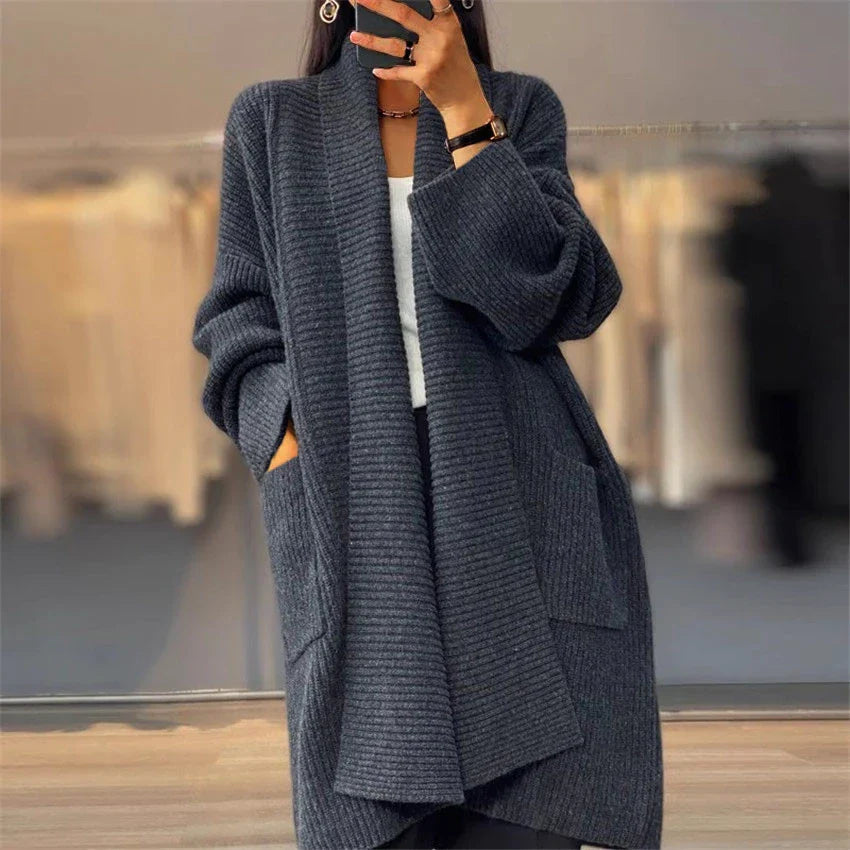 Verdickte einfarbige Strickjacke - Daphne