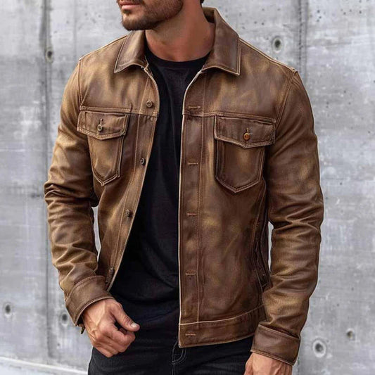 Pierre™ - Vintage-Lederjacke