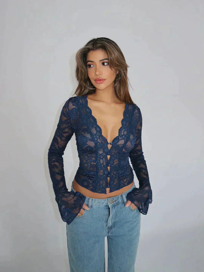 Willie - Vintage Mesh-Spitzenoberteil
