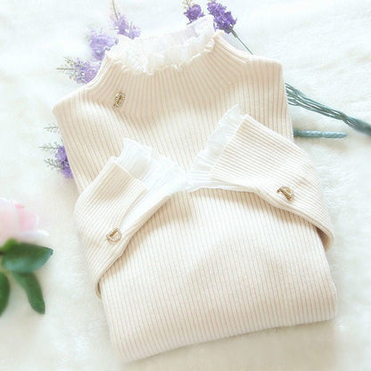 Helge | Rollkragenpullover für Frauen Koreanische Spitze