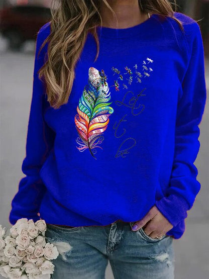 Let it Be - Komfortabler Damen Pullover mit Feder Motiv