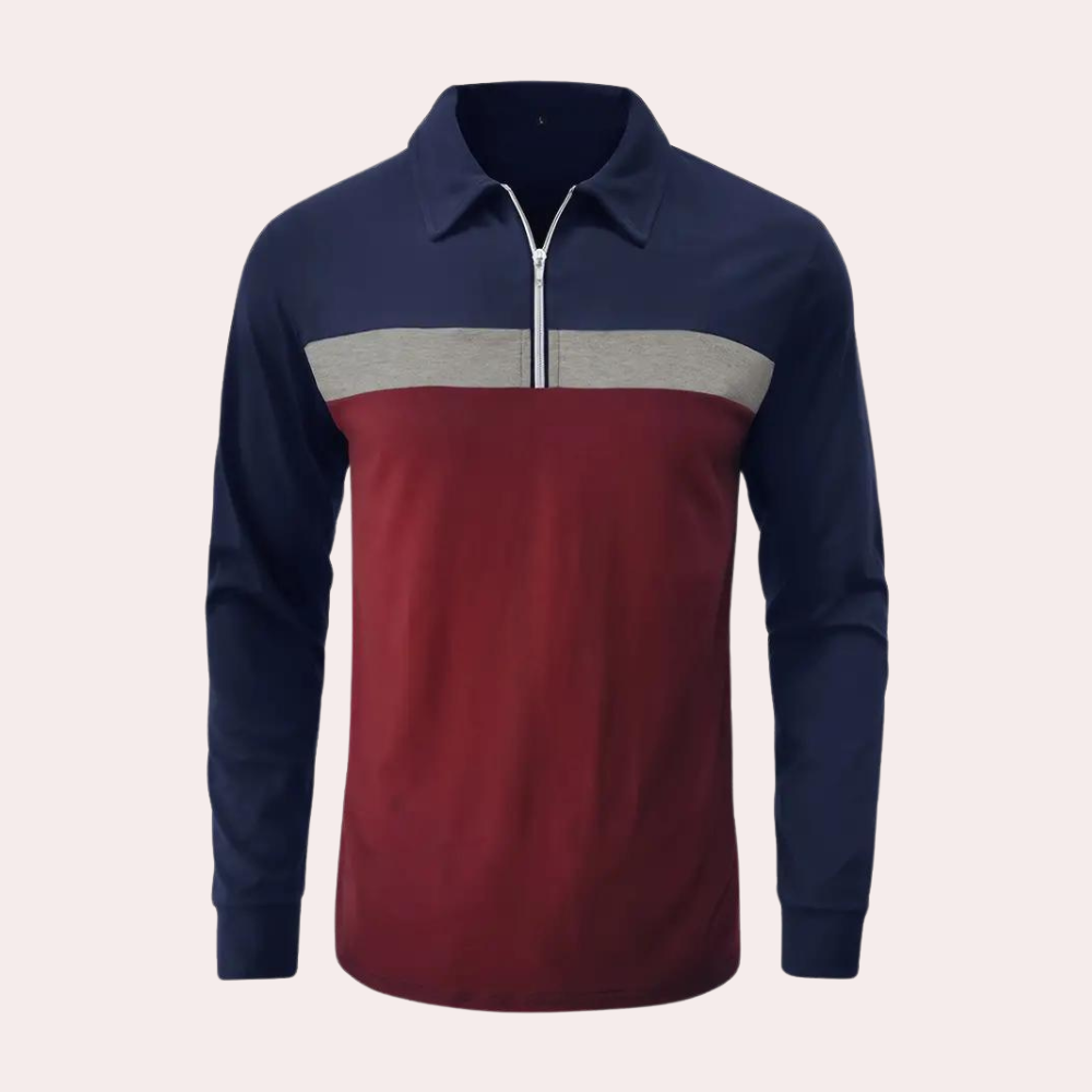 Herren Langarm Poloshirt Baumwolle Komfort-Fit