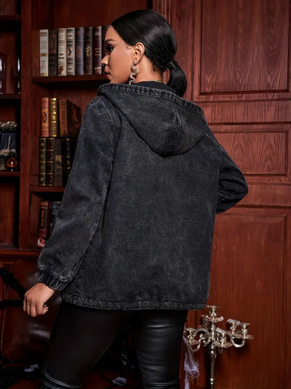 Keytaela | Elegante Denim-Jacke mit Kapuze und Reißverschluss