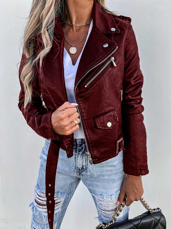 Norra | Kurze Damen-Perfecto-Jacke aus Lederimitat