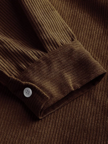 Herren Cord-Pulloverhemd | Casual Freizeithemd | Langarm