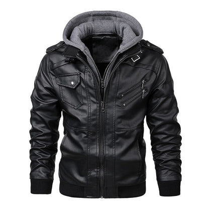 Stylische Herren Lederjacke mit Kapuze - Jacob