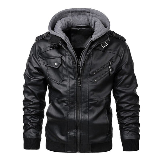 Stylische Herren Lederjacke mit Kapuze - Jacob