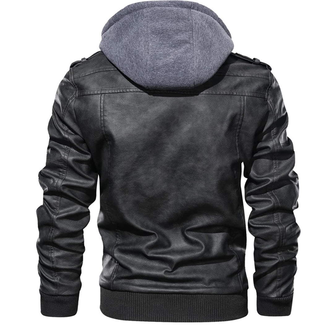 Stylische Herren Lederjacke mit Kapuze - Jacob