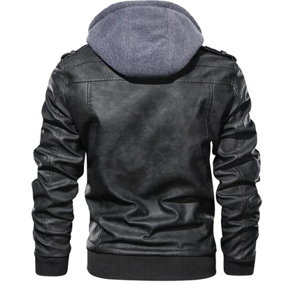 Stylische Herren Lederjacke mit Kapuze - Jacob