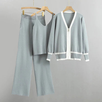 Alang - V-Ausschnitt Cardigan und Hosen-Set