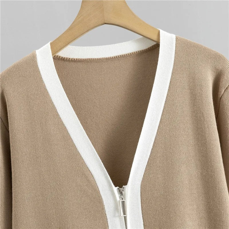 Alang - V-Ausschnitt Cardigan und Hosen-Set