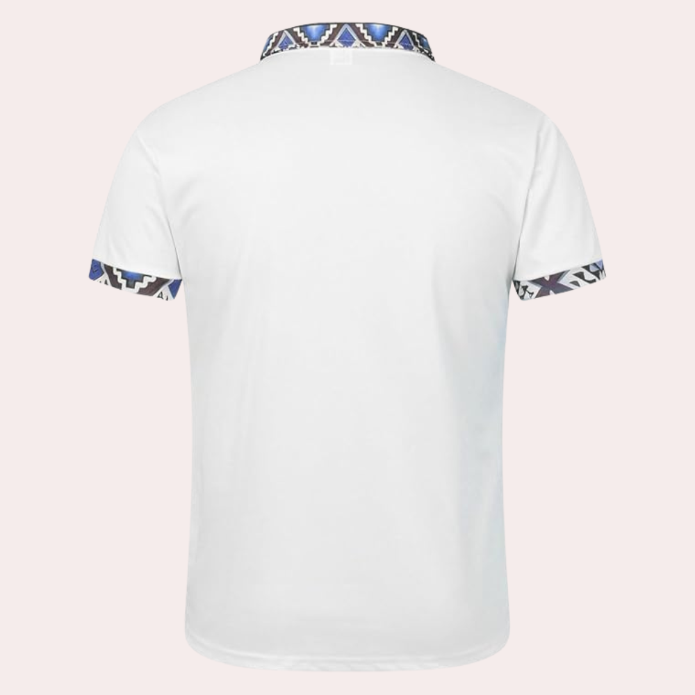 Lóránt- Bedruckte Weiße Polo für Herren