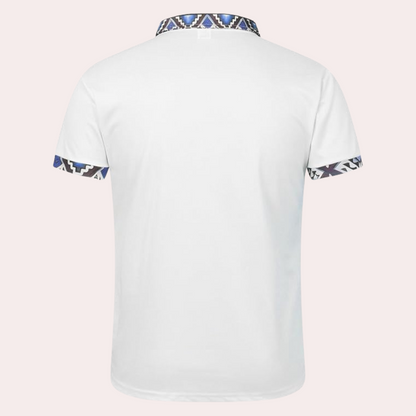 Lóránt- Bedruckte Weiße Polo für Herren