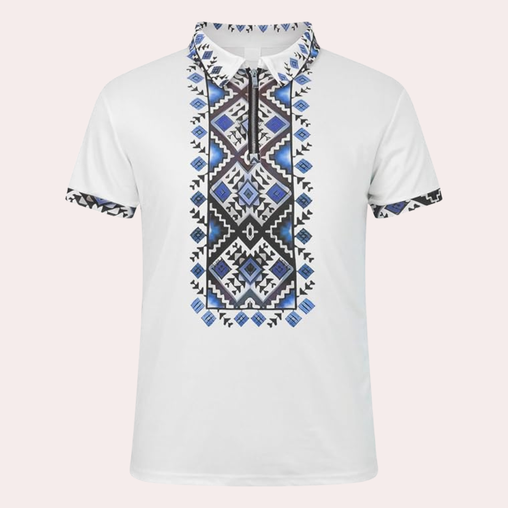 Lóránt- Bedruckte Weiße Polo für Herren