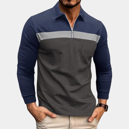 Herren Langarm Poloshirt Baumwolle Komfort-Fit