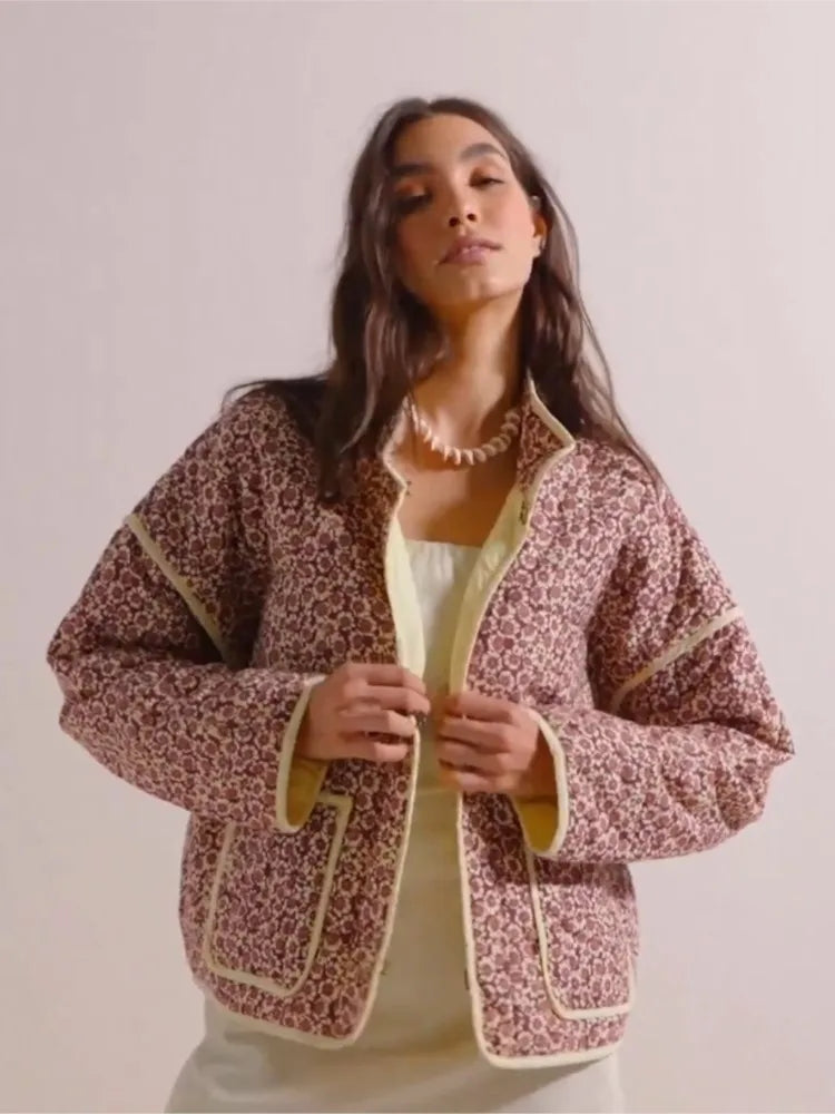 Larise - Vintage Damenjacke mit Blumendruck