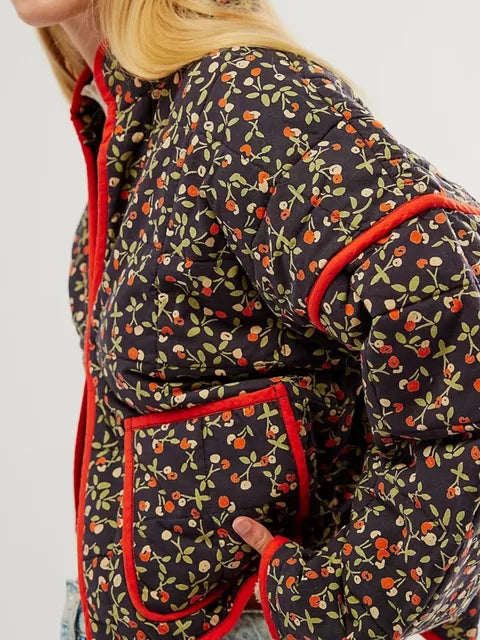 Rishi | Vintage-Damenmantel mit Blumendruck und Taschen