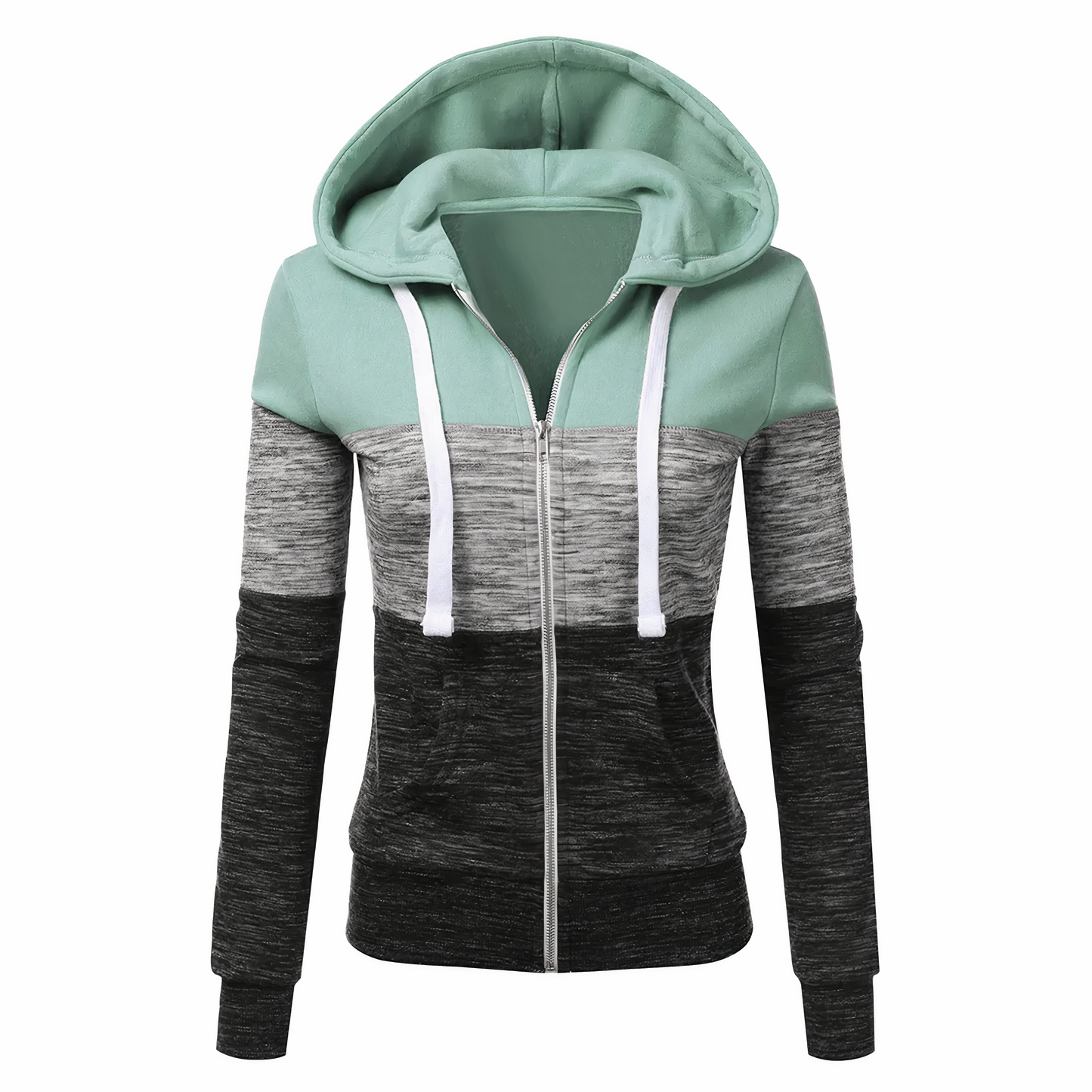 Dreifarbiger Kapuzenpullover mit Reißverschluss - Nayeli