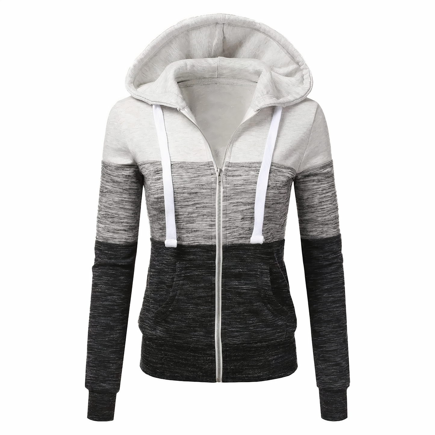 Dreifarbiger Kapuzenpullover mit Reißverschluss - Nayeli