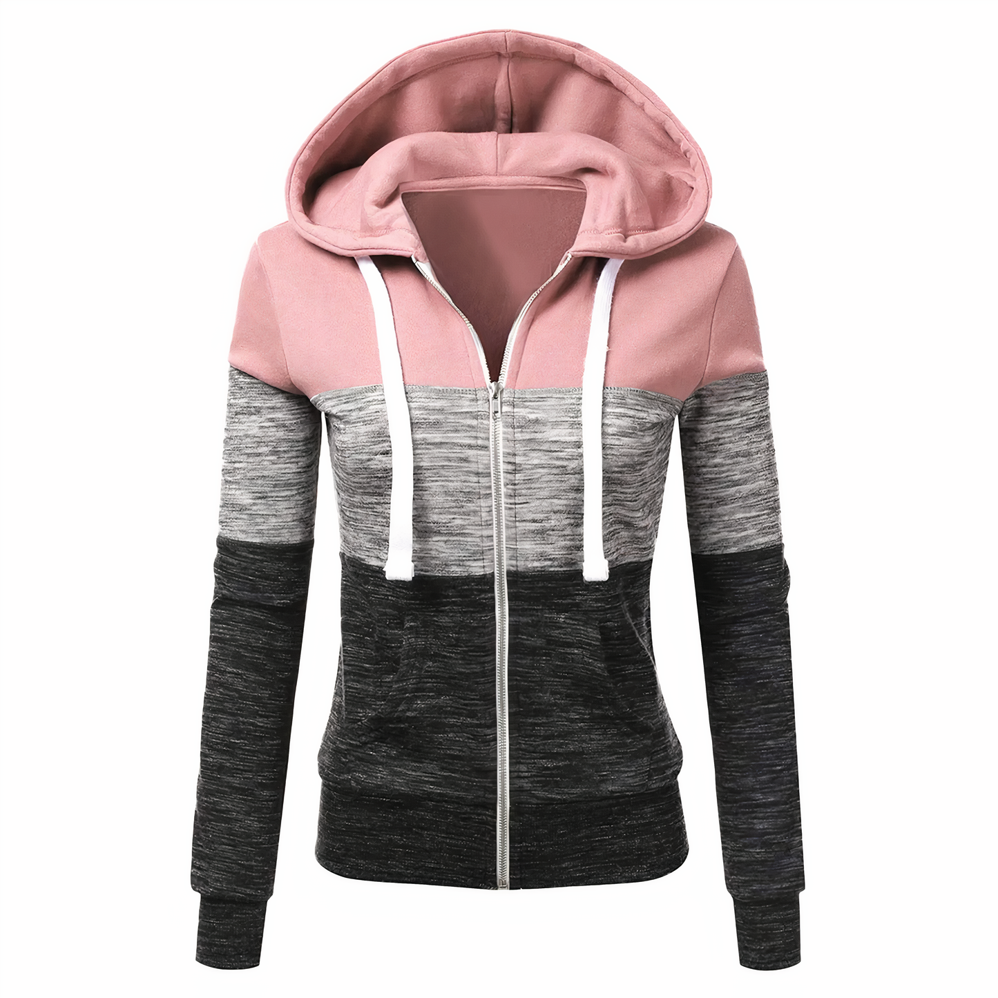 Dreifarbiger Kapuzenpullover mit Reißverschluss - Nayeli