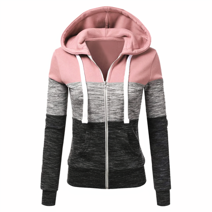 Dreifarbiger Kapuzenpullover mit Reißverschluss - Nayeli