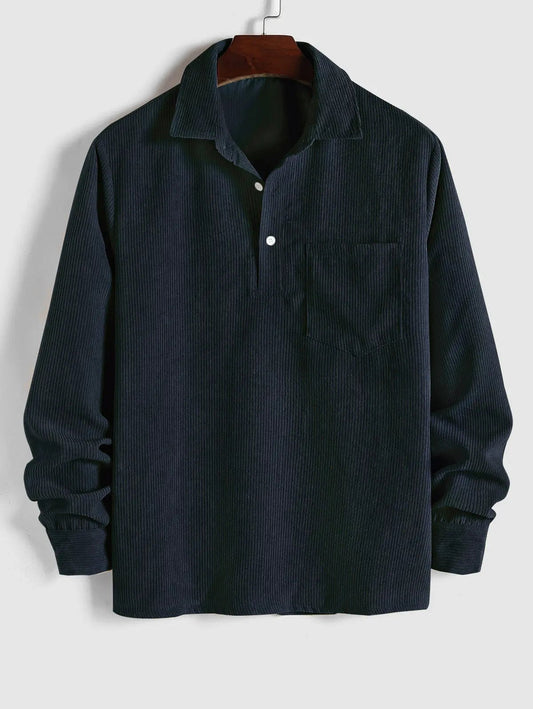 Herren Cord-Pulloverhemd | Casual Freizeithemd | Langarm