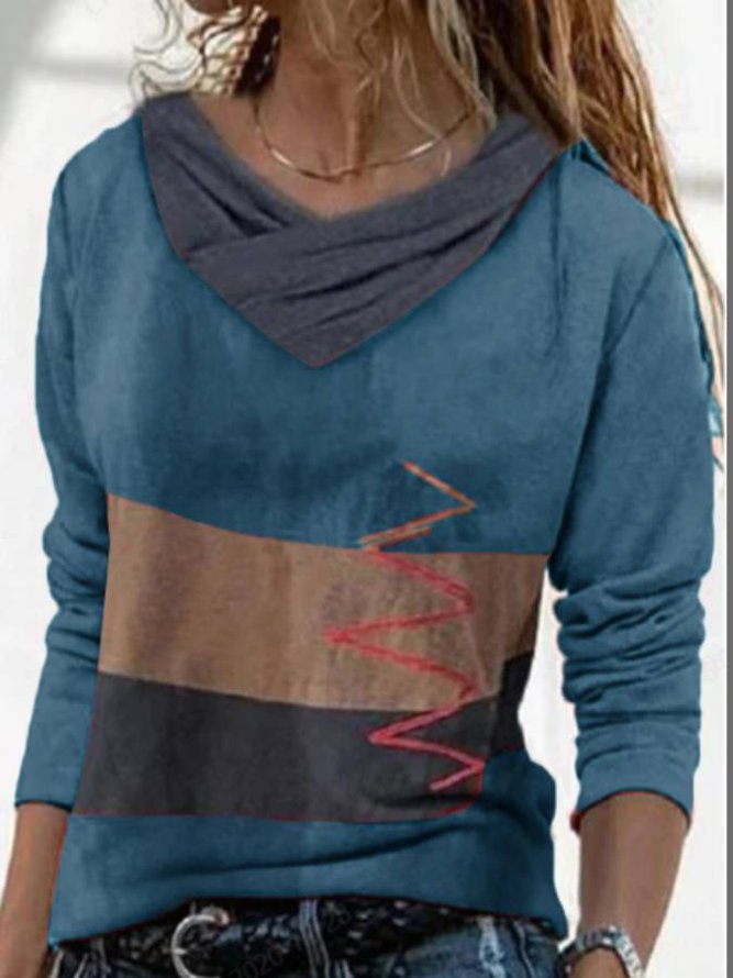 Fudus | F bold hot bedrucktes V-Ausschnitt Langarmshirt