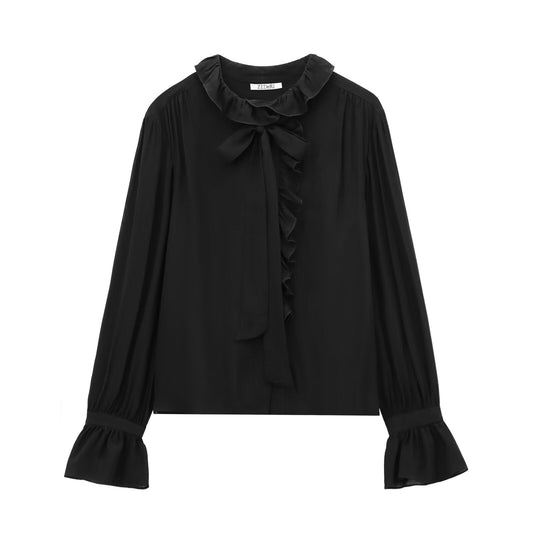 Fudus | Stylishes Rüschendes Design Frühlingsshirt Top
