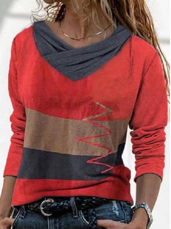 Fudus | F bold hot bedrucktes V-Ausschnitt Langarmshirt