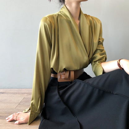 Fudus | V-ausschnitt Damen Langarmshirt
