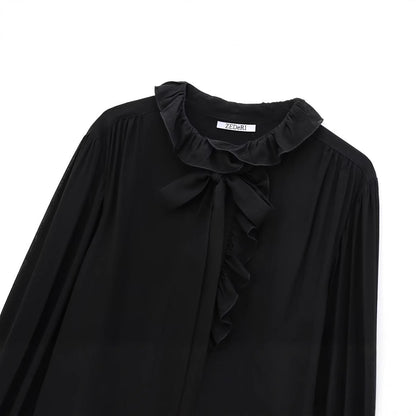 Fudus | Stylishes Rüschendes Design Frühlingsshirt Top