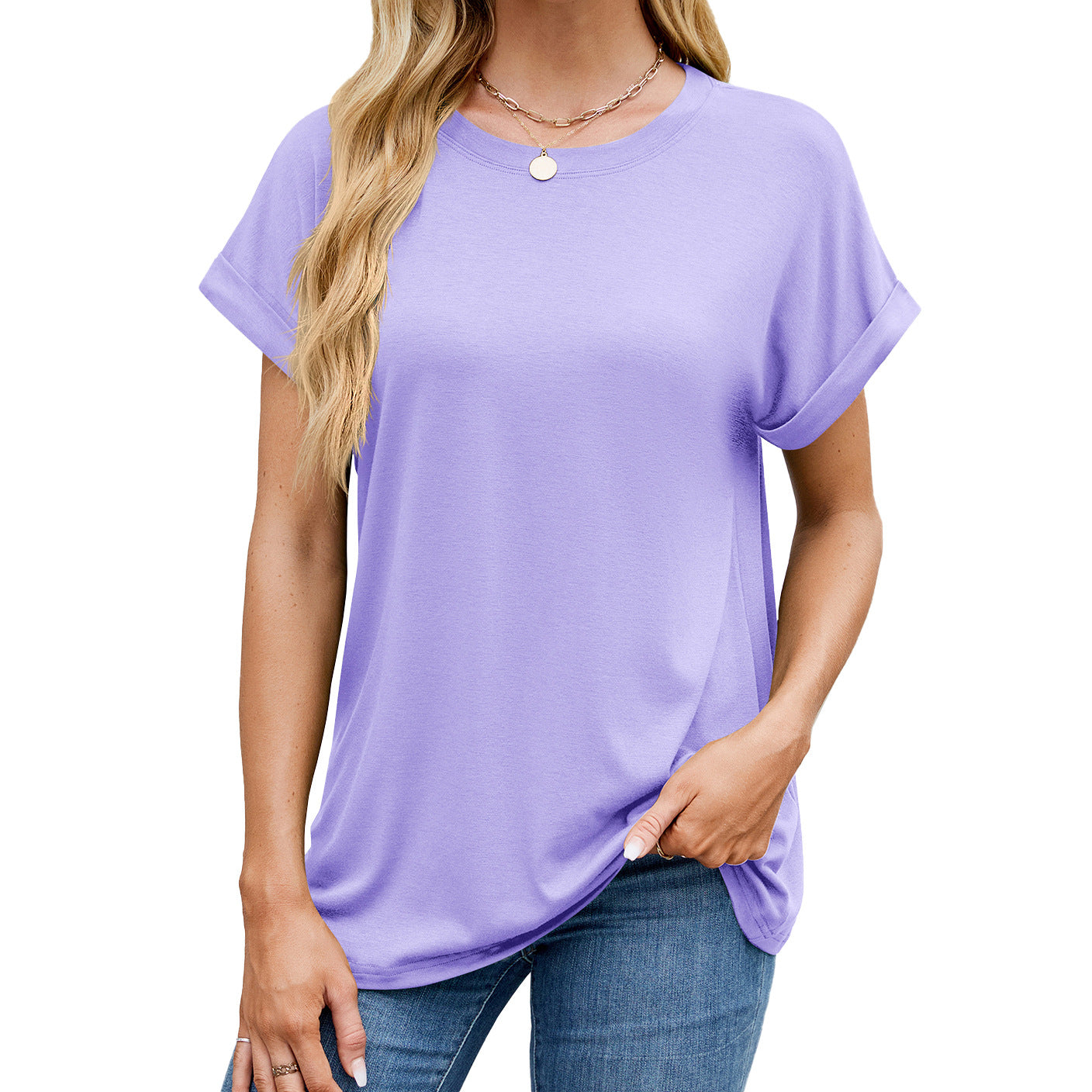 Fudus | Essentiell Einfarbig Rund Lockeres T-Shirt